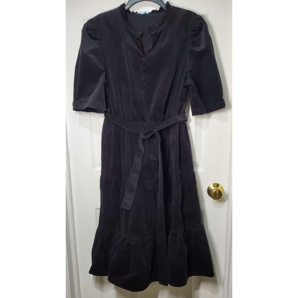 Draper James Dresses & Skirts - Draper James RSVP Women’s Black Velvet Dress Size Large L Tie Waist 97% Cotton